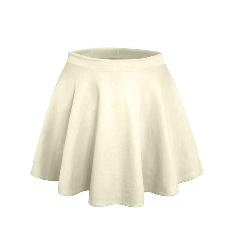 J. METHOD Women s Skater Skirt Elastic Waist Casual Mini Flared Swing Pleated Skirts Made in USA NEWSK06 Off White L
