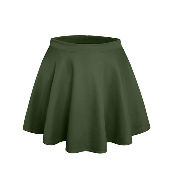 J. METHOD Women’s Skater Skirt Elastic Waist Casual Mini Flared Swing Pleated Skirts Made in USA NEWSK06 Olive L