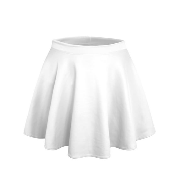 J. METHOD Women’s Skater Skirt Elastic Waist Casual Mini Flared Swing Pleated Skirts Made in USA NEWSK06 White L