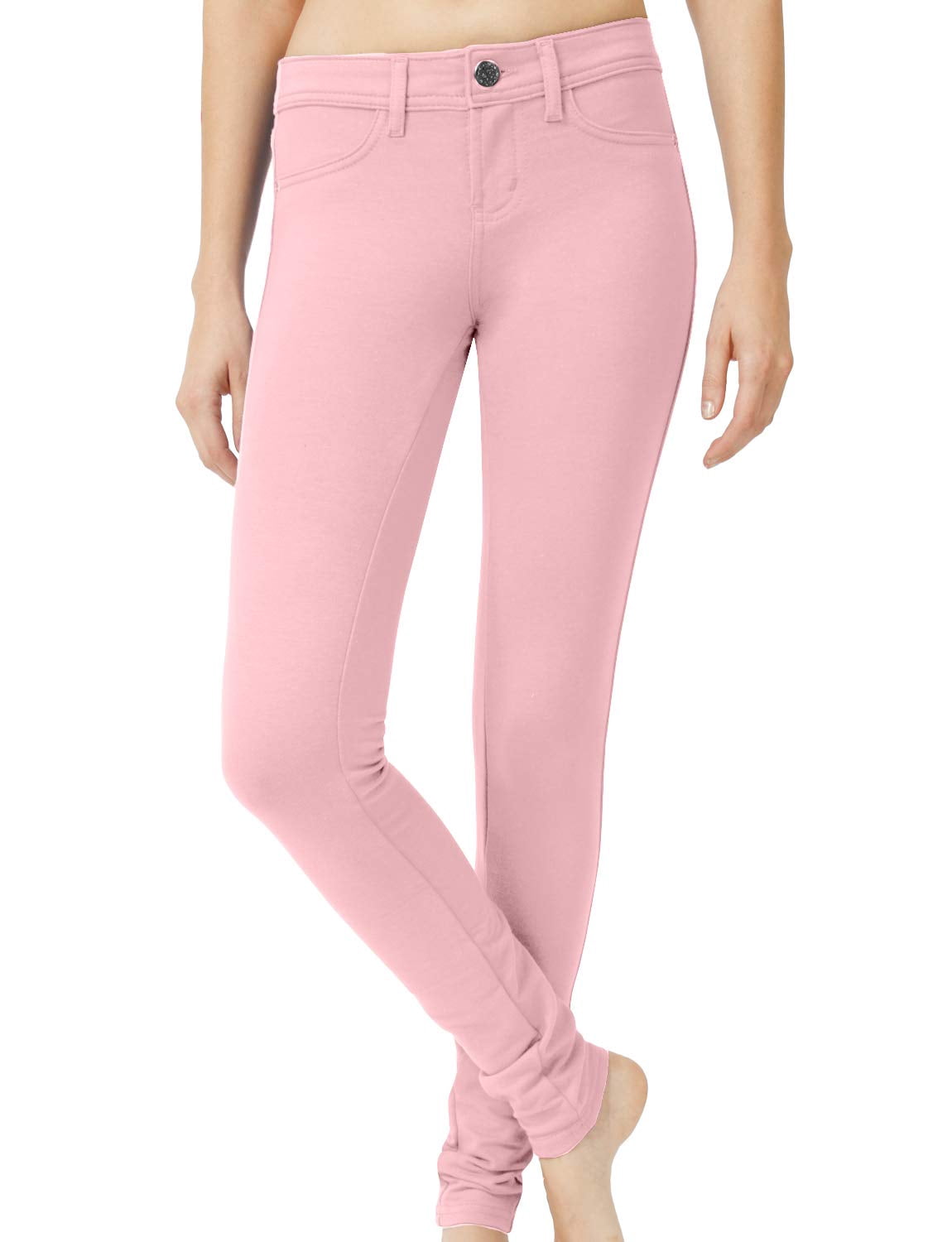 Pink Solid Skinny Fit Jeggings