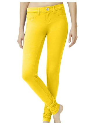 Red Fox Vivid Colored Mustard Yellow Skinny Casual Dress Pants, Super Comfy  Moleton Stretch Jeggings Legging Cotton Yoga Pants for Tall Women