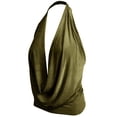 thumbnail image 1 of J. METHOD Women's Sleeveless Halter Neck Lightweight Low Cut Deep V Neck Sexy Draped Backless Top Blouse NEWT07 Glitter Gold M, 1 of 6