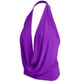 thumbnail image 1 of J. METHOD Women's Sleeveless Halter Neck Lightweight Low Cut Deep V Neck Sexy Draped Backless Top Blouse NEWT07 Purple S, 1 of 5