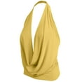 thumbnail image 1 of J. METHOD Women's Sleeveless Halter Neck Lightweight Low Cut Deep V Neck Sexy Draped Backless Top Blouse NEWT07 Yellow M, 1 of 6
