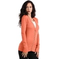 thumbnail image 1 of J. METHOD Women's Snap Button Cardigan Long Sleeve Knit Ribbed Sweater NEWJ181 Depp Coral 1X, 1 of 5