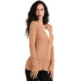 thumbnail image 1 of J. METHOD Women's Snap Button Cardigan Long Sleeve Knit Ribbed Sweater NEWJ181 Eggshell 1X, 1 of 6