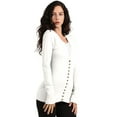 thumbnail image 1 of J. METHOD Women's Snap Button Cardigan Long Sleeve Knit Ribbed Sweater NEWJ181 Ivory 1X, 1 of 5