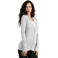 thumbnail image 1 of J. METHOD Women's Snap Button Cardigan Long Sleeve Knit Ribbed Sweater NEWJ181 LtGrey 3X, 1 of 5