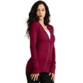 thumbnail image 1 of J. METHOD Women's Snap Button Cardigan Long Sleeve Knit Ribbed Sweater NEWJ181 Wine S, 1 of 5