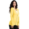 thumbnail image 1 of J. METHOD Women's Snap Button Cardigan Long Sleeve Knit Ribbed Sweater NEWJ181 Yellow M, 1 of 5