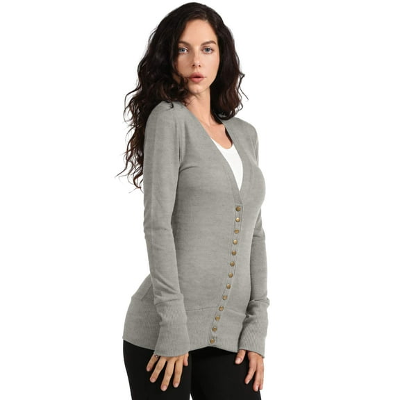 J. METHOD Women's Snap Button Cardigan Long Sleeve Knit Ribbed Sweater