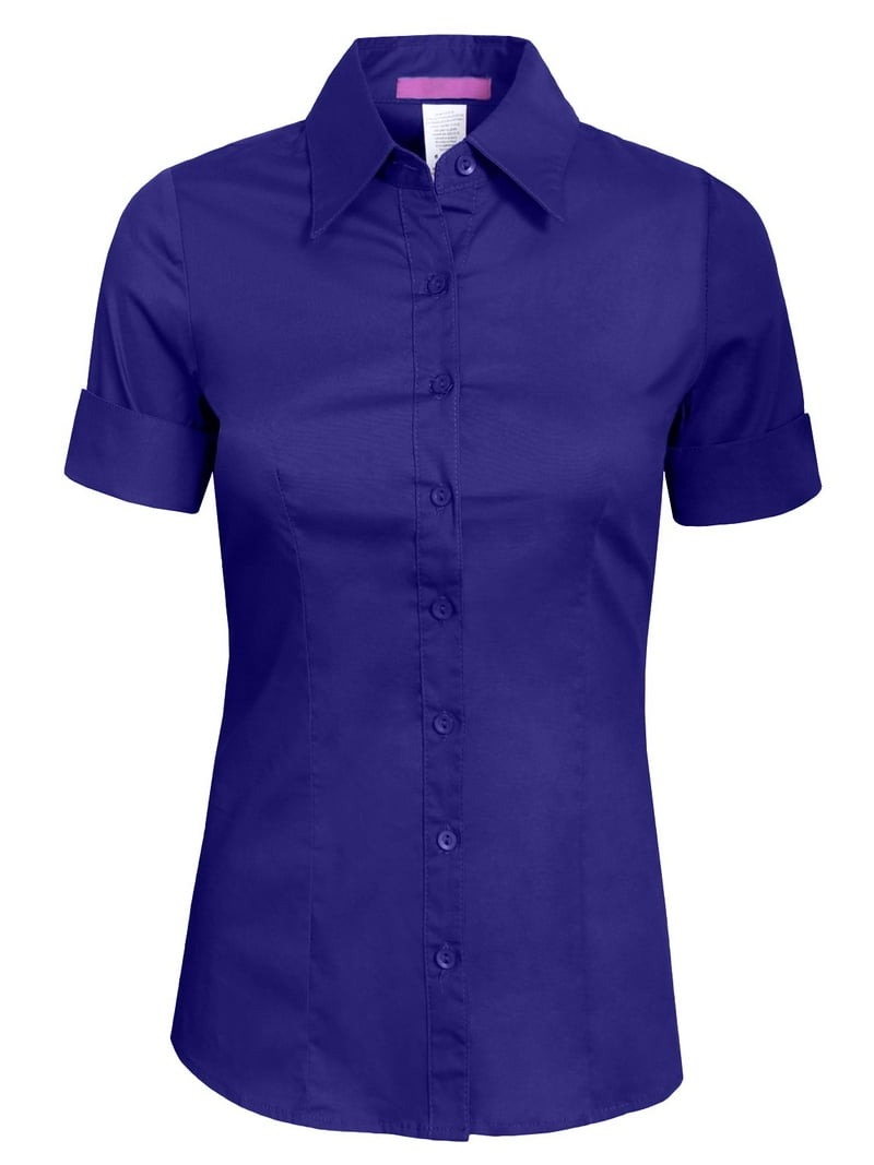 トップス Rose accent shirt blouse misty blue RHINESTONE OVERSIZED BUTTON UP SHIRT - Blue with Silver