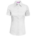 thumbnail image 1 of J. METHOD Women's Tailored Button Down Shirt Cuffed Short Sleeve Stretch Collar Office Work Formal Casual Basic Blouse Top NEWT06 White M, 1 of 5