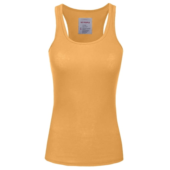 J. METHOD Women's Tank Top Sleeveless Racerback Basic Stretch Comfy Slim Fitted Ribbed Knit Tops Workout Yoga T Shirt NEWT386 Ash Mustard 3X