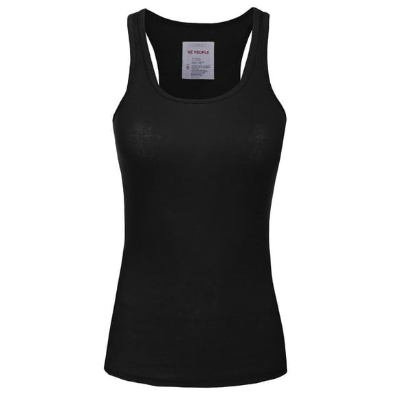 J. METHOD Women's Tank Top Sleeveless Racerback Basic Stretch Comfy Slim Fitted Ribbed Knit Tops Workout Yoga T Shirt NEWT386 Black M