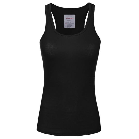 J. METHOD Women's Tank Top Sleeveless Racerback Basic Stretch Comfy Slim Fitted Ribbed Knit Tops Workout Yoga T Shirt NEWT386 Black S