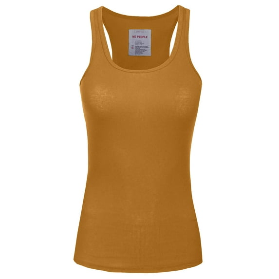 J. METHOD Women's Tank Top Sleeveless Racerback Basic Stretch Comfy Slim Fitted Ribbed Knit Tops Workout Yoga T Shirt NEWT386 Coffee 3X