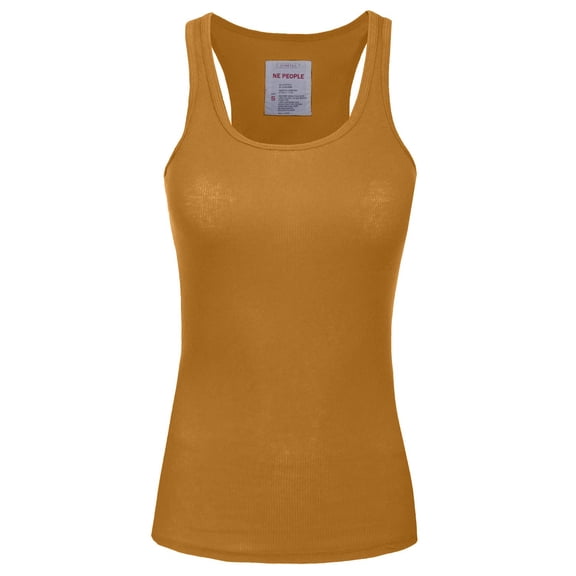 J. METHOD Women's Tank Top Sleeveless Racerback Basic Stretch Comfy Slim Fitted Ribbed Knit Tops Workout Yoga T Shirt NEWT386 Coffee S
