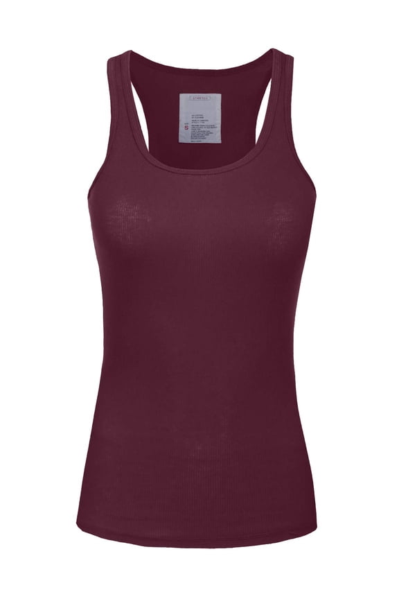 Women's Tank Top Sleeveless Racerback Basic Stretch Comfy Slim Fitted Ribbed Knit Tops Workout Yoga T Shirt NEWT386 Dark Plum 3X