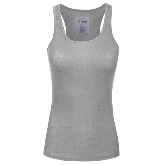 J. METHOD Women's Tank Top Sleeveless Racerback Basic Stretch Comfy Slim Fitted Ribbed Knit Tops Workout Yoga T Shirt NEWT386 Heather Gray L