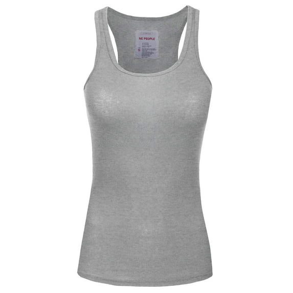 J. METHOD Women's Tank Top Sleeveless Racerback Basic Stretch Comfy Slim Fitted Ribbed Knit Tops Workout Yoga T Shirt NEWT386 Heather Gray XL