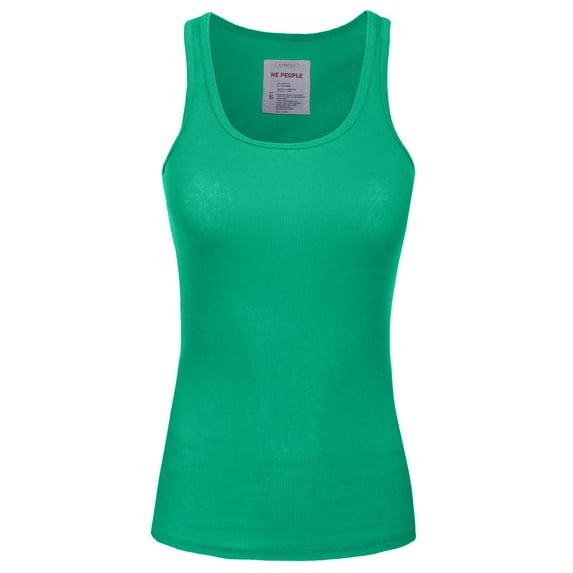 J. METHOD Women's Tank Top Sleeveless Racerback Basic Stretch Comfy Slim Fitted Ribbed Knit Tops Workout Yoga T Shirt NEWT386 Kelly Green M