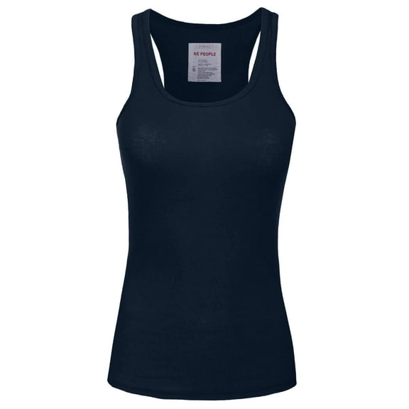 J. METHOD Women's Tank Top Sleeveless Racerback Basic Stretch Comfy Slim Fitted Ribbed Knit Tops Workout Yoga T Shirt NEWT386 Navy M