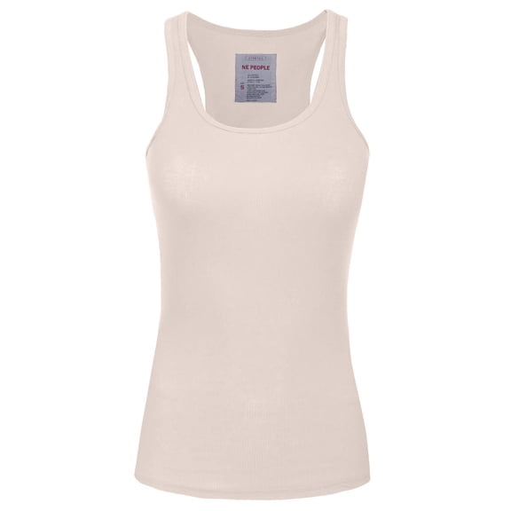 J. METHOD Women's Tank Top Sleeveless Racerback Basic Stretch Comfy Slim Fitted Ribbed Knit Tops Workout Yoga T Shirt NEWT386 Taupe S