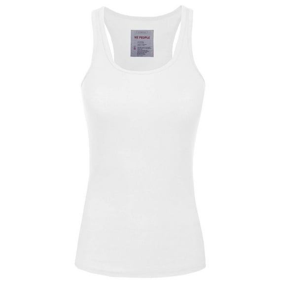 J. METHOD Women's Tank Top Sleeveless Racerback Basic Stretch Comfy Slim Fitted Ribbed Knit Tops Workout Yoga T Shirt NEWT386 White XL