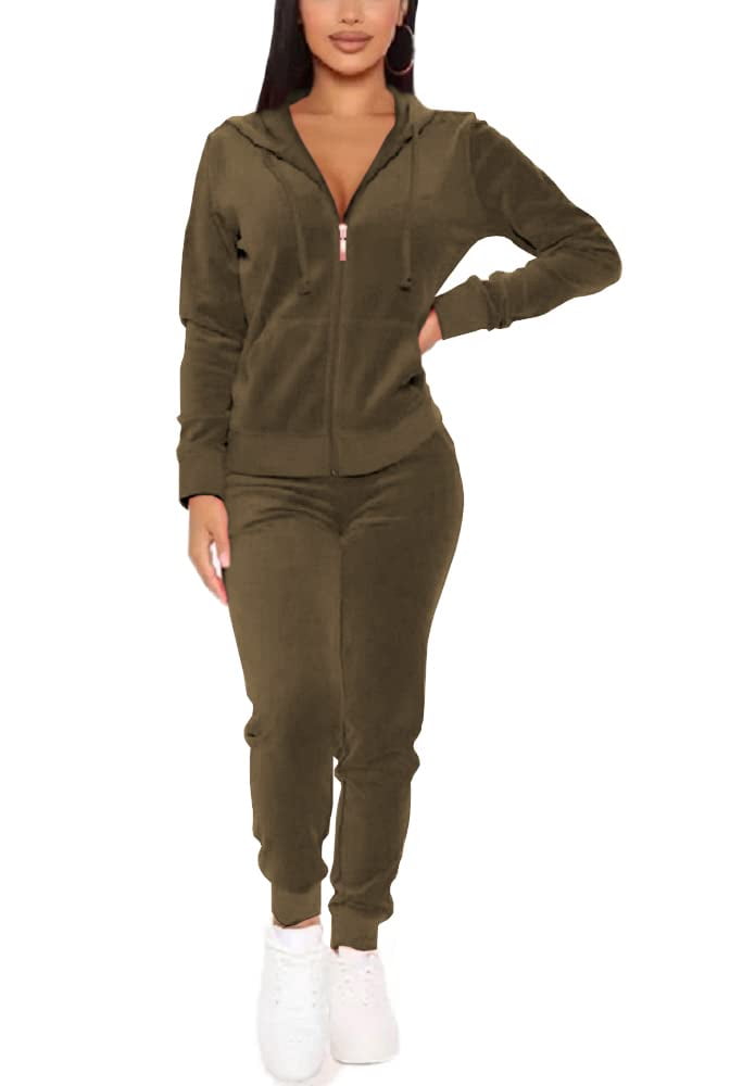 Sweat Suits Olive Green Velour Tracksuit Juicy Couture Velour - Main Image