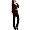 thumbnail image 1 of J. METHOD Women’s Tracksuit Set Casual 2 Piece Outfit Slim Fit Velour Velvet Zip Up Hoodie Jacket Top and Sweatpants Sweatsuit NEWTS03 Brown 3X, 1 of 6