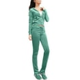 thumbnail image 1 of J. METHOD Women’s Tracksuit Set Casual 2 Piece Outfit Slim Fit Velour Velvet Zip Up Hoodie Jacket Top and Sweatpants Sweatsuit NEWTS03 Dark Green S, 1 of 6