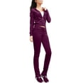 thumbnail image 1 of J. METHOD Women’s Tracksuit Set Casual 2 Piece Outfit Slim Fit Velour Velvet Zip Up Hoodie Jacket Top and Sweatpants Sweatsuit NEWTS03 Dark Purple S, 1 of 6