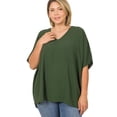 thumbnail image 1 of J. METHOD Women's Tunic Top - Woven Airflow V-neck Dolman Short Sleeve T Shirts with Chest Pocket, 1 of 1