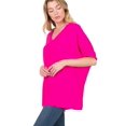 thumbnail image 1 of J. METHOD Women's Tunic Top - Woven Airflow V-neck Dolman Short Sleeve T Shirts with Chest Pocket, 1 of 1