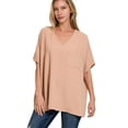 thumbnail image 1 of J. METHOD Women's Tunic Top - Woven Airflow V-neck Dolman Short Sleeve T Shirts with Chest Pocket, 1 of 1