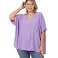 thumbnail image 1 of J. METHOD Women's Tunic Top - Woven Airflow V-neck Dolman Short Sleeve T Shirts with Chest Pocket, 1 of 2