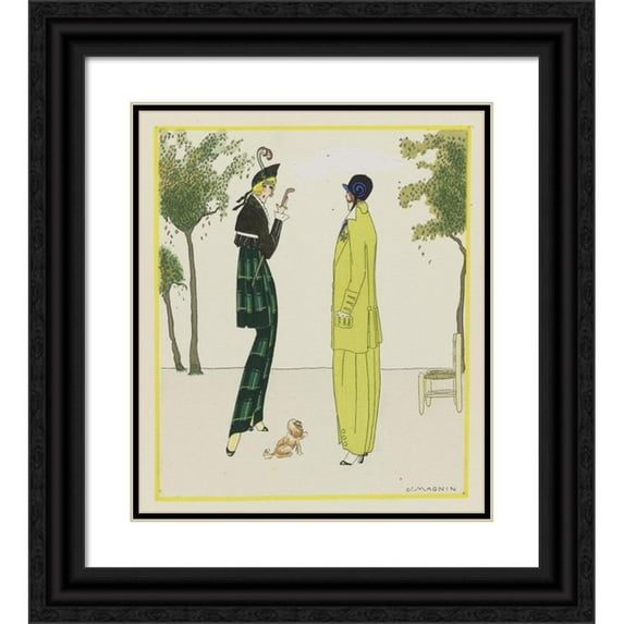 J. Magnin 20x23 Black Ornate Framed Double Matted Museum Art Print Titled: The Spring Morning; Sweet Tailor Costumes (1914)