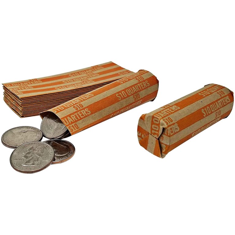 J Mark 100 Quarter Coin Roll Wrappers MADE IN USA J Mark Coin Deposit Slip Flat Coin Rollers