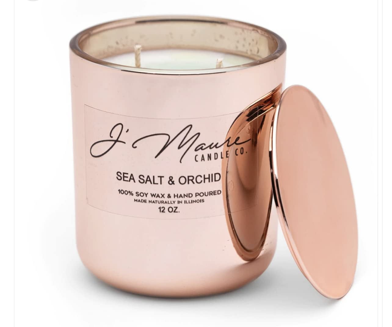 J' Maure Candle Co.100 Soy 12 oz Luxury Glass Candles (Sea Salt