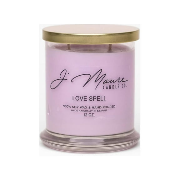 J' Maure Candle Co.100% Soy 12 oz Rock Glass Candles (Love Spell) Soy Wax, Home Fragrance Decor Gift Best Gift for Men and Women Luxury Home Candles Long Lasting Fragrance. Highly Scented