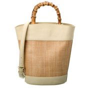 J.McLaughlin Baccara Straw & Leather Bucket Bag, os, Brown