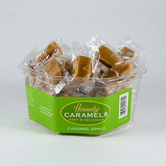 J Morgan Confections Heavenly Caramel | Caramel Apple Flavor | 45 Count Tub | Gourmet Soft and Chewy Butter Caramel Candies | Hand-Crafted Golden Treats