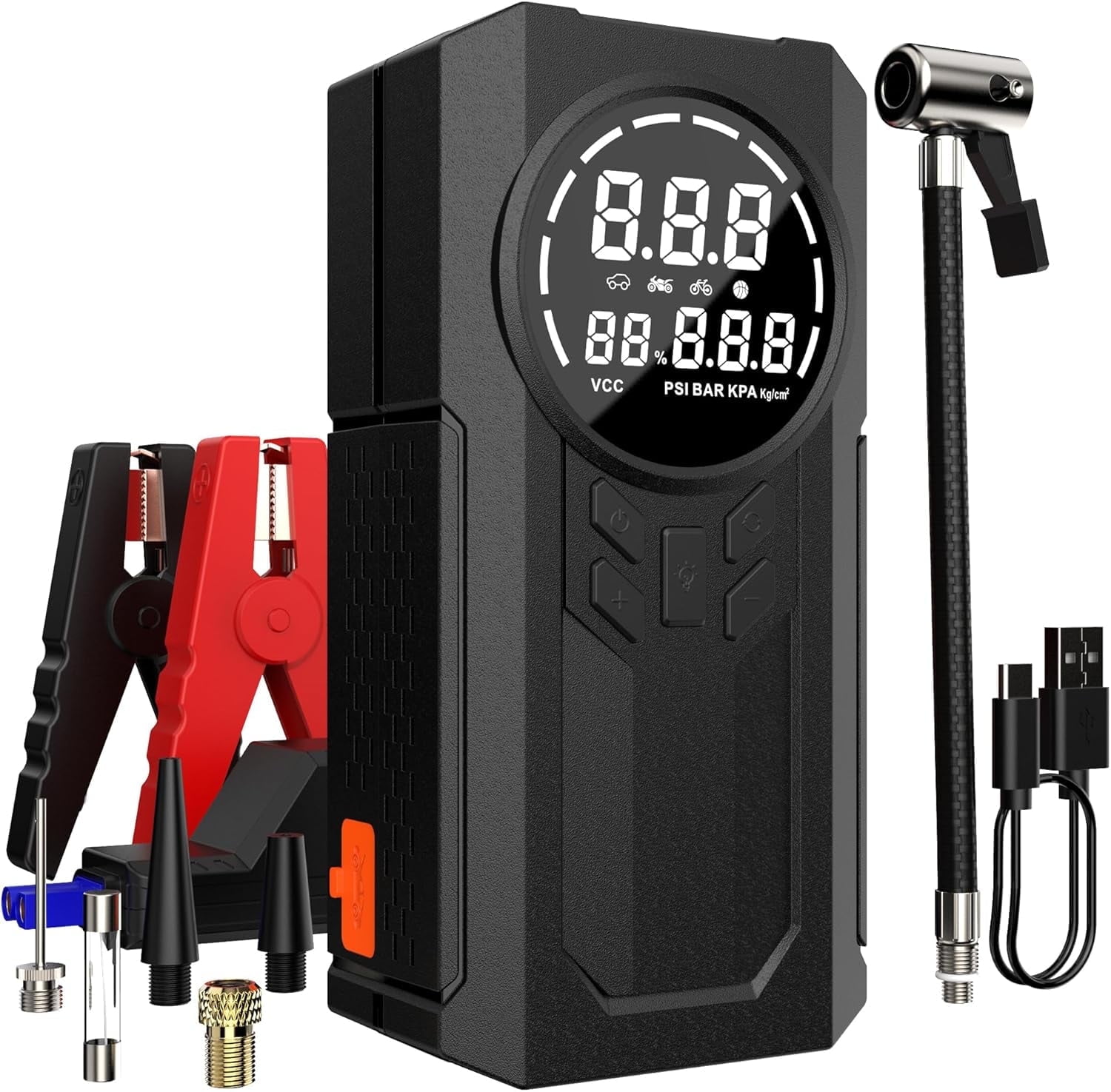J&N Car Battery Jump Starter JN088D, 2000A, 12V, 8400 mAh, 30 cm Cable