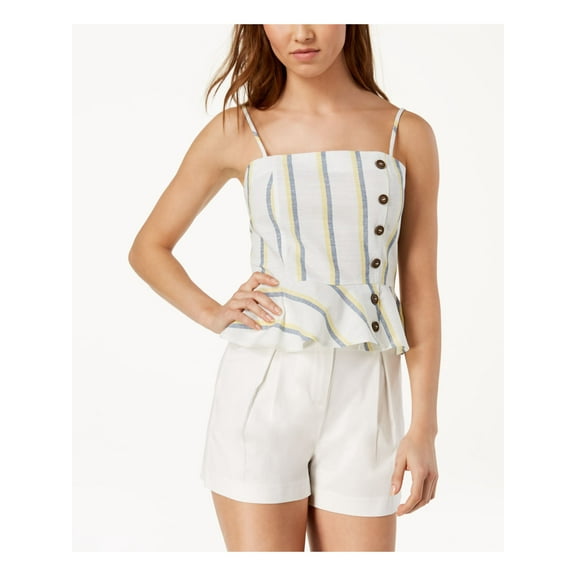 J.O.A. $70 Womens New 1030 White Striped Sleeveless Peplum Top L B+B