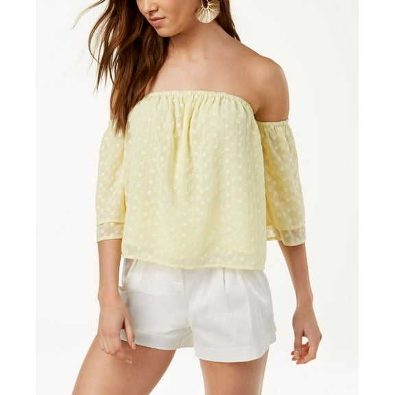 J.O.A. Strapless Eyelet Detail Top Yellow Eyelet L