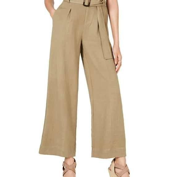 J.O.A. Womens Belted Casual Wide Leg Pants, Green, X-Small