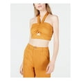 thumbnail image 1 of J.O.A. Womens Gold Sleeveless Keyhole Crop Top Size: XS, 1 of 2