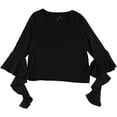 thumbnail image 1 of J.O.A. Womens Ruffle Peasant Blouse, Black, Large, 1 of 3