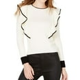 thumbnail image 1 of J.O.A. Womens Ruffle Sleeve Knit Blouse, White, Medium, 1 of 1